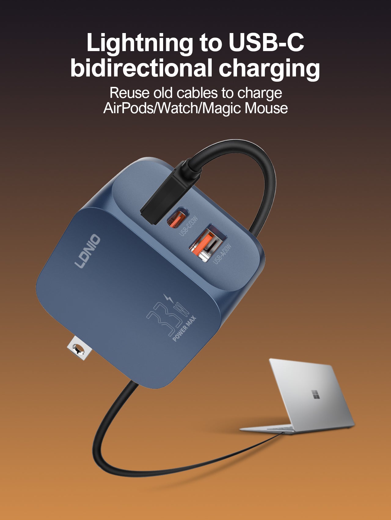 Q5 GaN 33W Fast Charger – 1×USB-C + 1×Lightning + 1×USB-A | PD / PPS / QC3.0 | US/EU/UK Plug Options