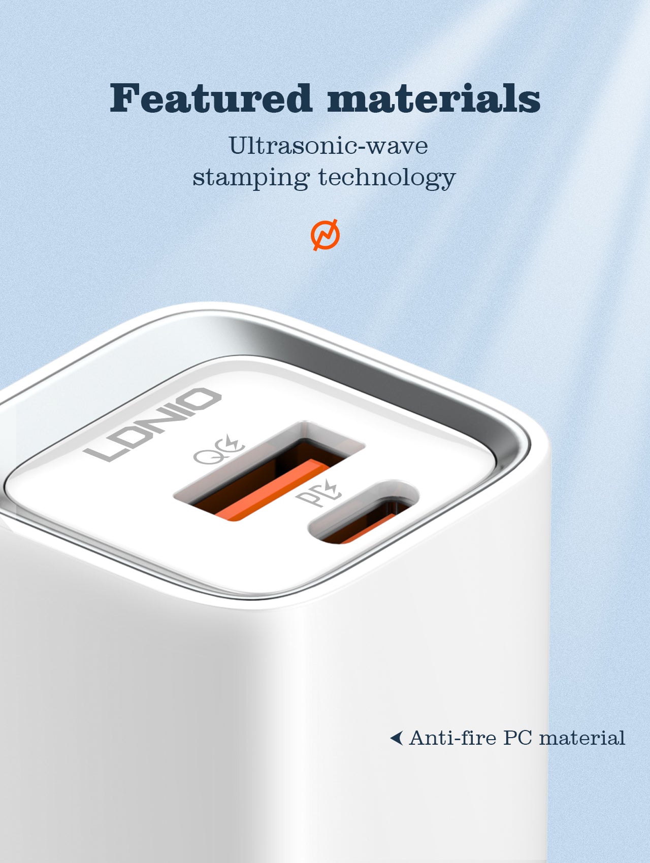 LDNIO 20W Dual Port Fast Charger with PD & QC3.0 Support – White USB-C & USB-A Wall Adapte
