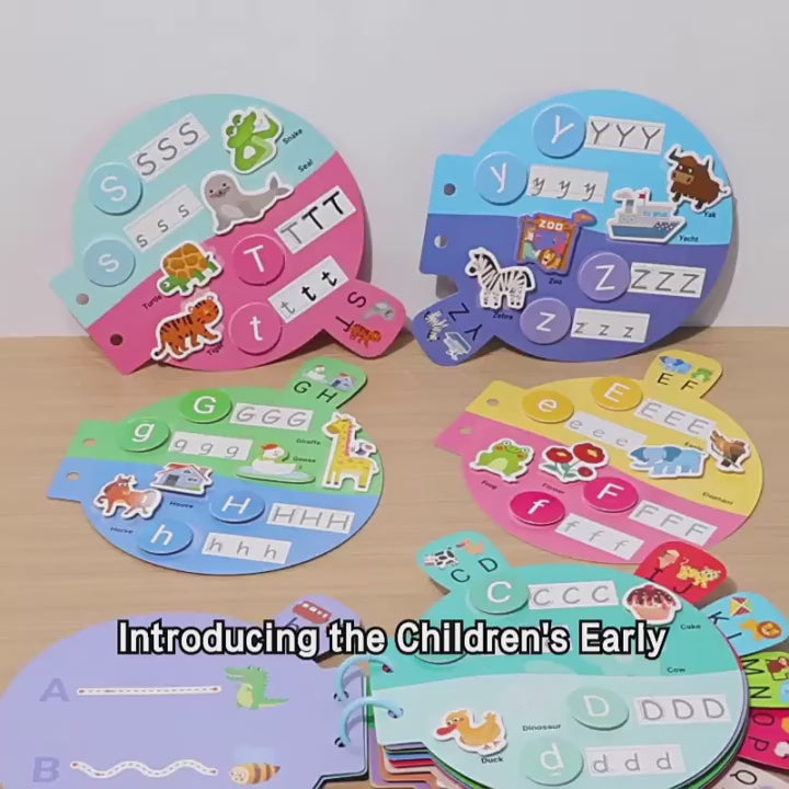 Montessori Educational Wooden Toy Children's Alphabet Playful Learning Busy Book Enhances Cognitive Skills for English for Children's Handmade Early Education Puzzle Letters Quiet 26 English Letters