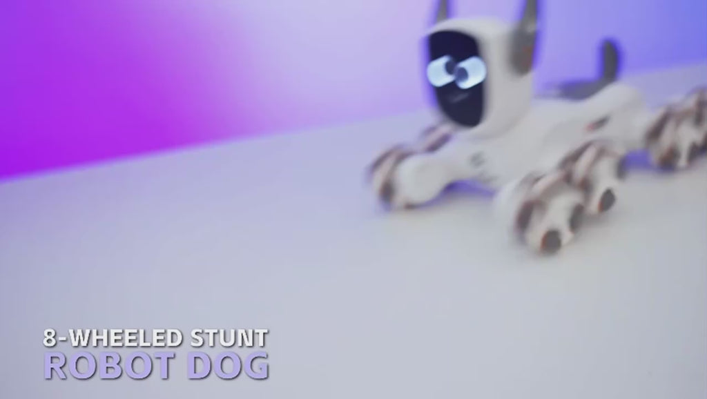 8-Wheel Robot Dog RC Toy with Gesture Control & Dual Remote, Smart Interactive Stunt Robot with LED Lights, Music & Climbing Wheels, Rechargeable STEM Toy for Kids Boys Girls
