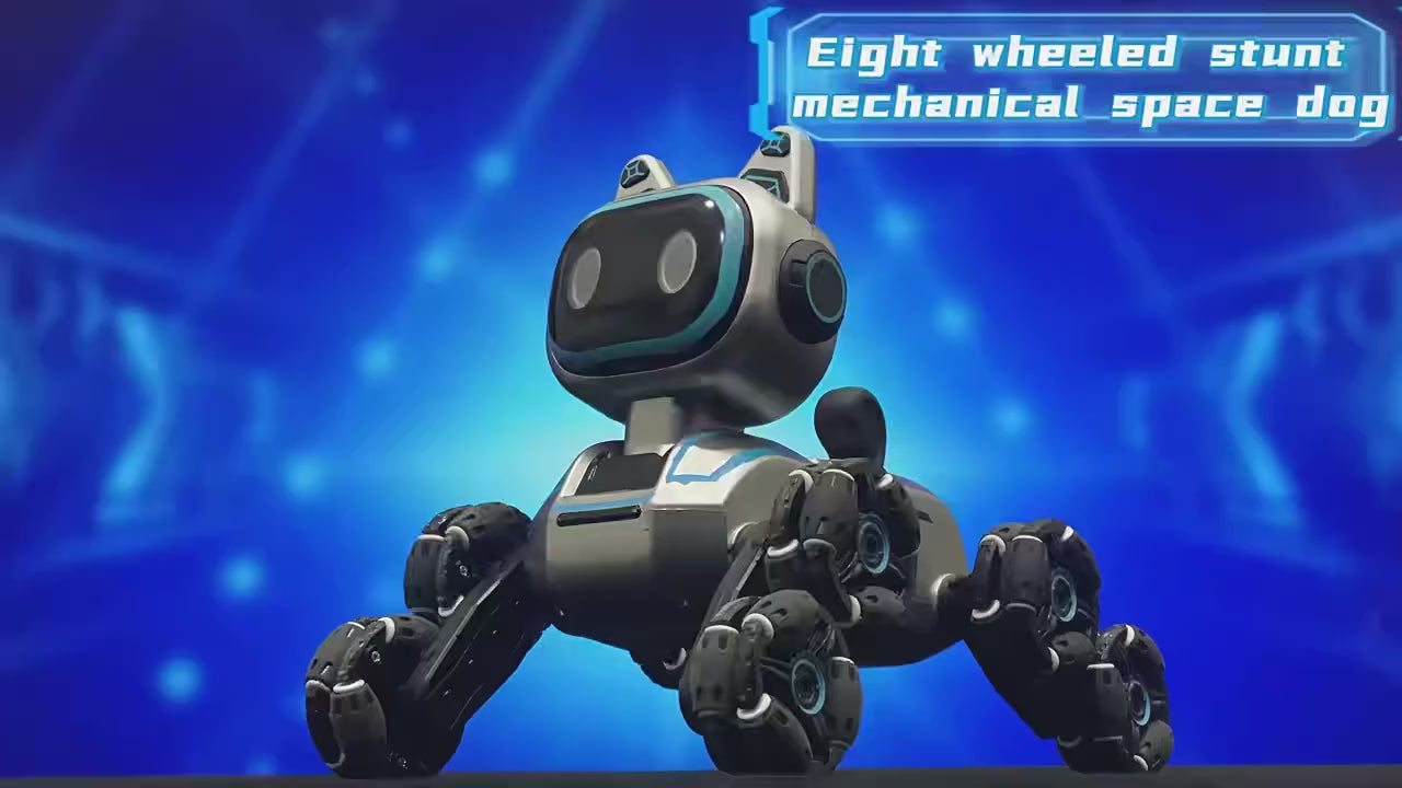 RC Robot Dog Toy for Kids, 8-Wheel Smart Stunt Robot with Gesture Control & Remote, Climbing Transforming Robot Car with LED Lights, Interactive Walking Dancing Pet Toy for Boys & Girls