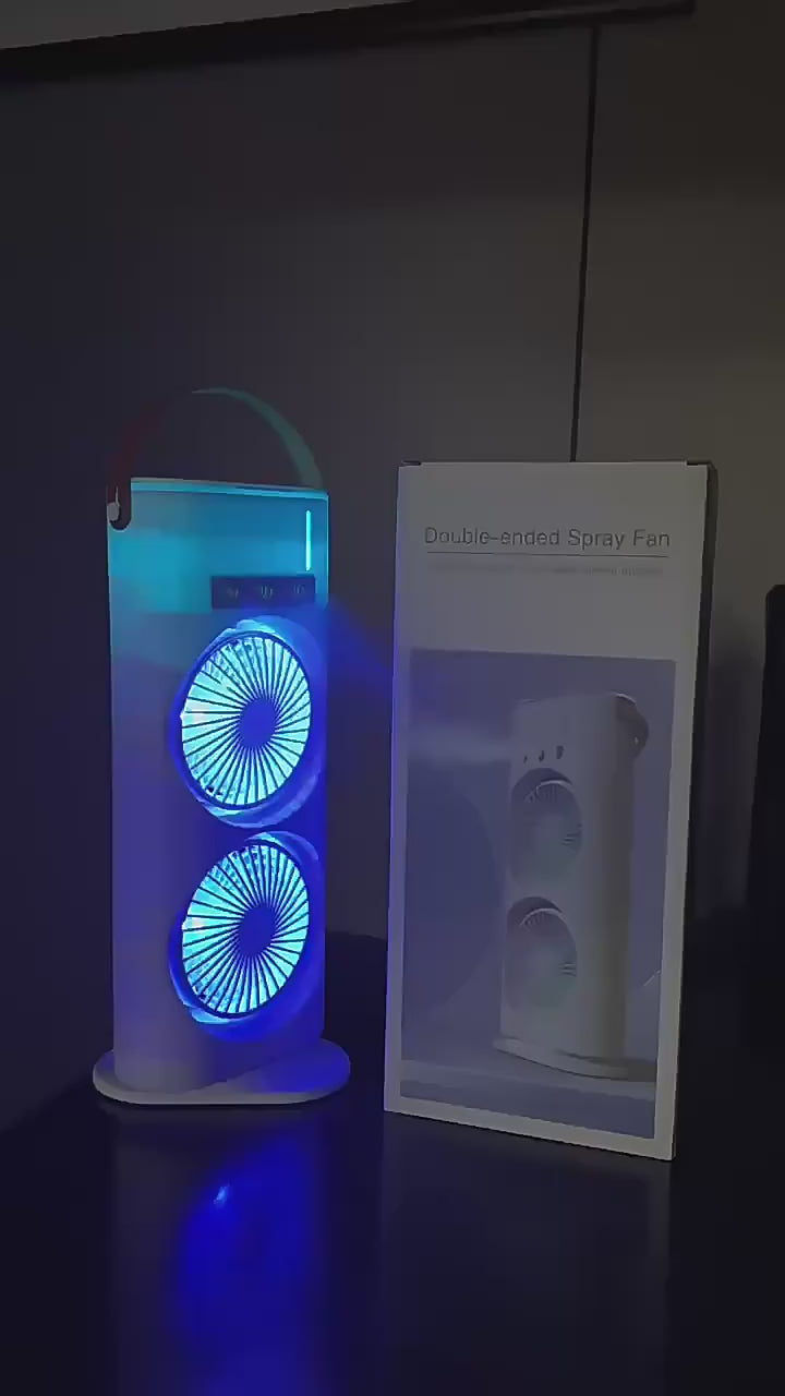 New Double-ended Fan 3 Speeds Air Conditioner Portable Cooling Air Three-ended 400ml Capacity Spray Fan With Night Light