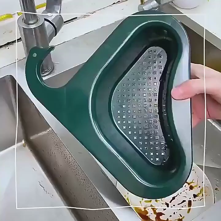 Modern Design Hanging Large Food Garbage Colanders Draining Shelf Organization Accessories Kitchen Sink Drain Non Trace Creative Multifunctional Dry Wet Separator Plastic Vegetable Washing Pool Basket