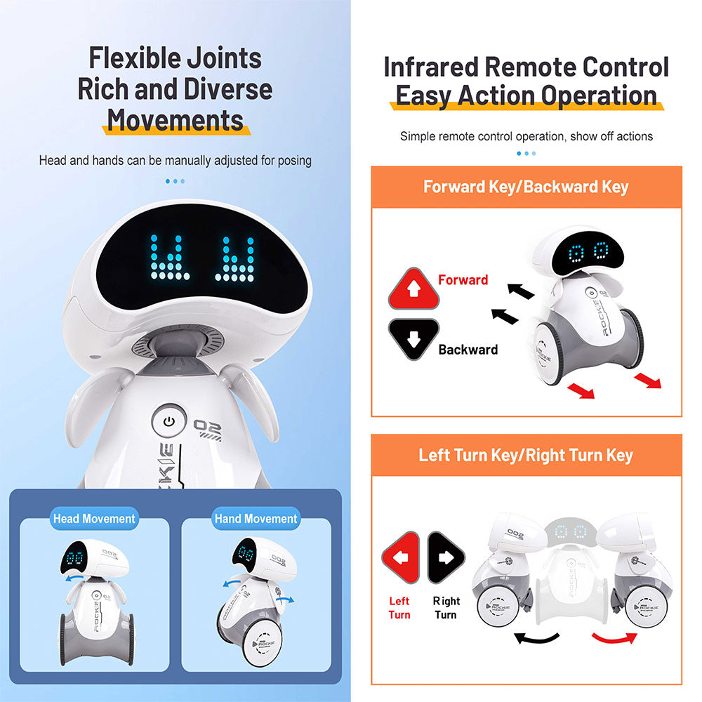 Mini Smart Robot Toy for Kids, Interactive Voice & Music Dancing Robot with Remote Control, Talking AI Companion Toy with Lights & Sound, Educational Electronic Toy Gift for Boys & Girls
