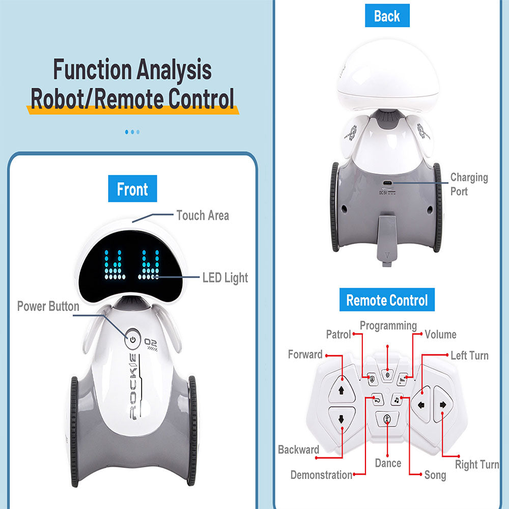 Mini Smart Robot Toy for Kids, Interactive Voice & Music Dancing Robot with Remote Control, Talking AI Companion Toy with Lights & Sound, Educational Electronic Toy Gift for Boys & Girls
