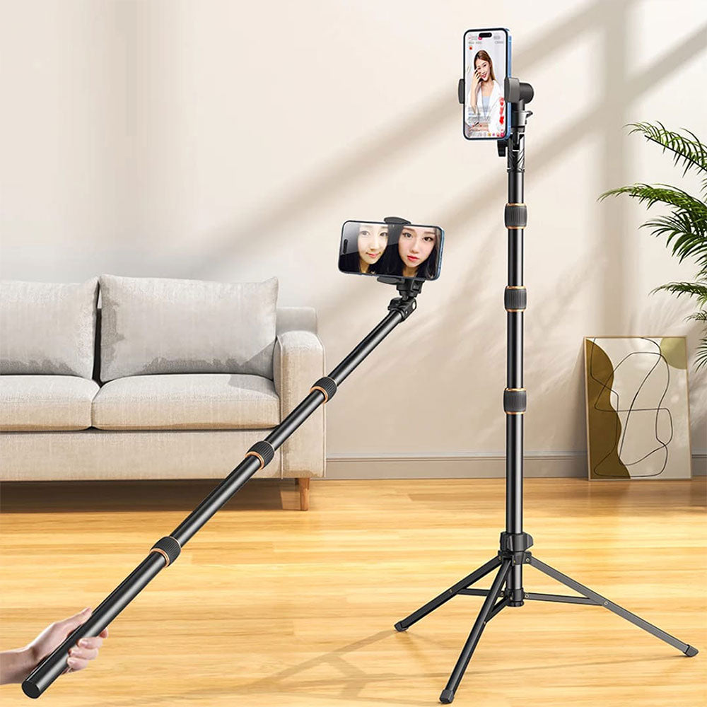 Lightweight Cell Phone Tripod Stand, Adjustable Floor Cellphone Tripod Holder - Portable Compact Smartphone Selfie Stick for iPhone & Android, Video Recording/Content Creator Camera Ring Light Filming
