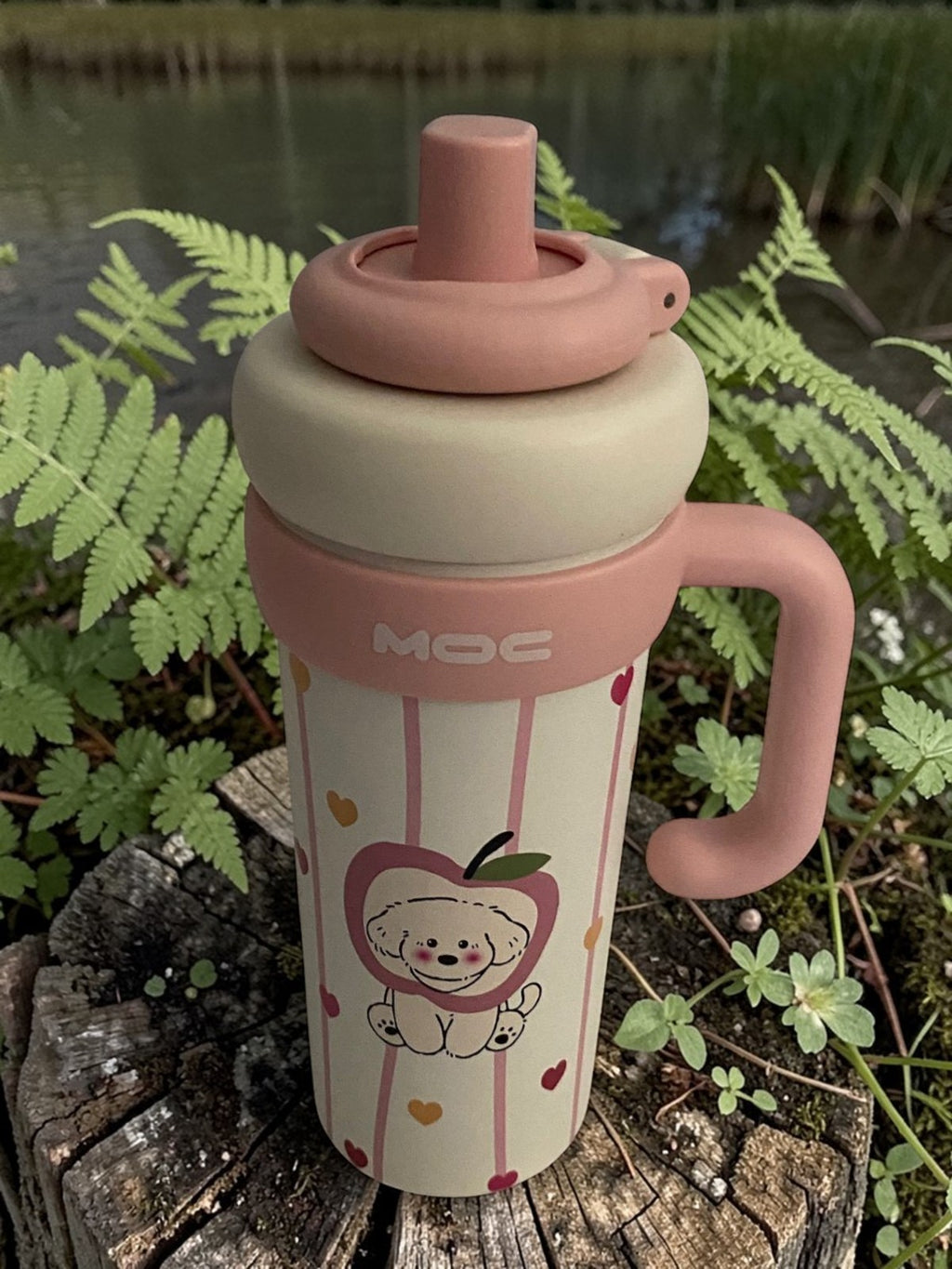 Aron "MOC" 750ml Bullet-Shaped Insulated Bottle - Premium 316/304 Stainless Steel with Cute Heart & Apple Dog Design