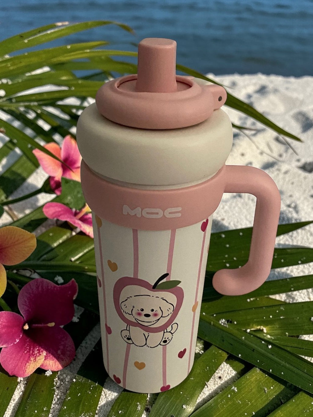 Aron "MOC" 750ml Bullet-Shaped Insulated Bottle - Premium 316/304 Stainless Steel with Cute Heart & Apple Dog Design