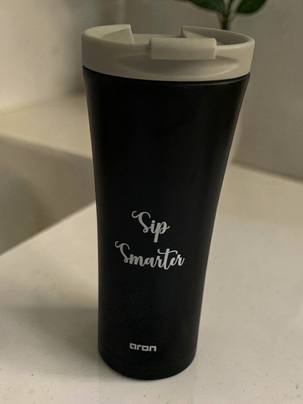 Premium Aron 500ml Double-Walled Stainless Steel Car Cup with "Sip Smarter" Engraving - Ideal for Coffee, Tea, and Water On-the-Go