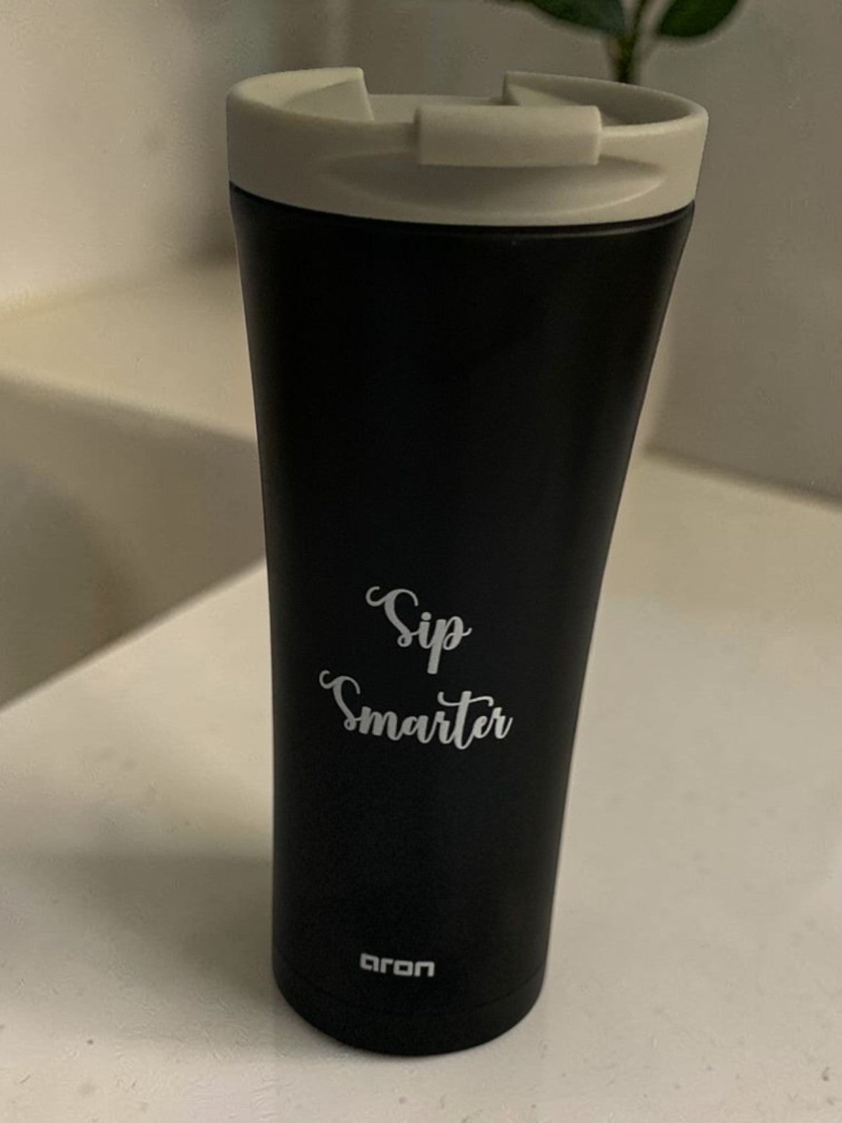 Premium Aron 500ml Double-Walled Stainless Steel Car Cup with "Sip Smarter" Engraving - Ideal for Coffee, Tea, and Water On-the-Go