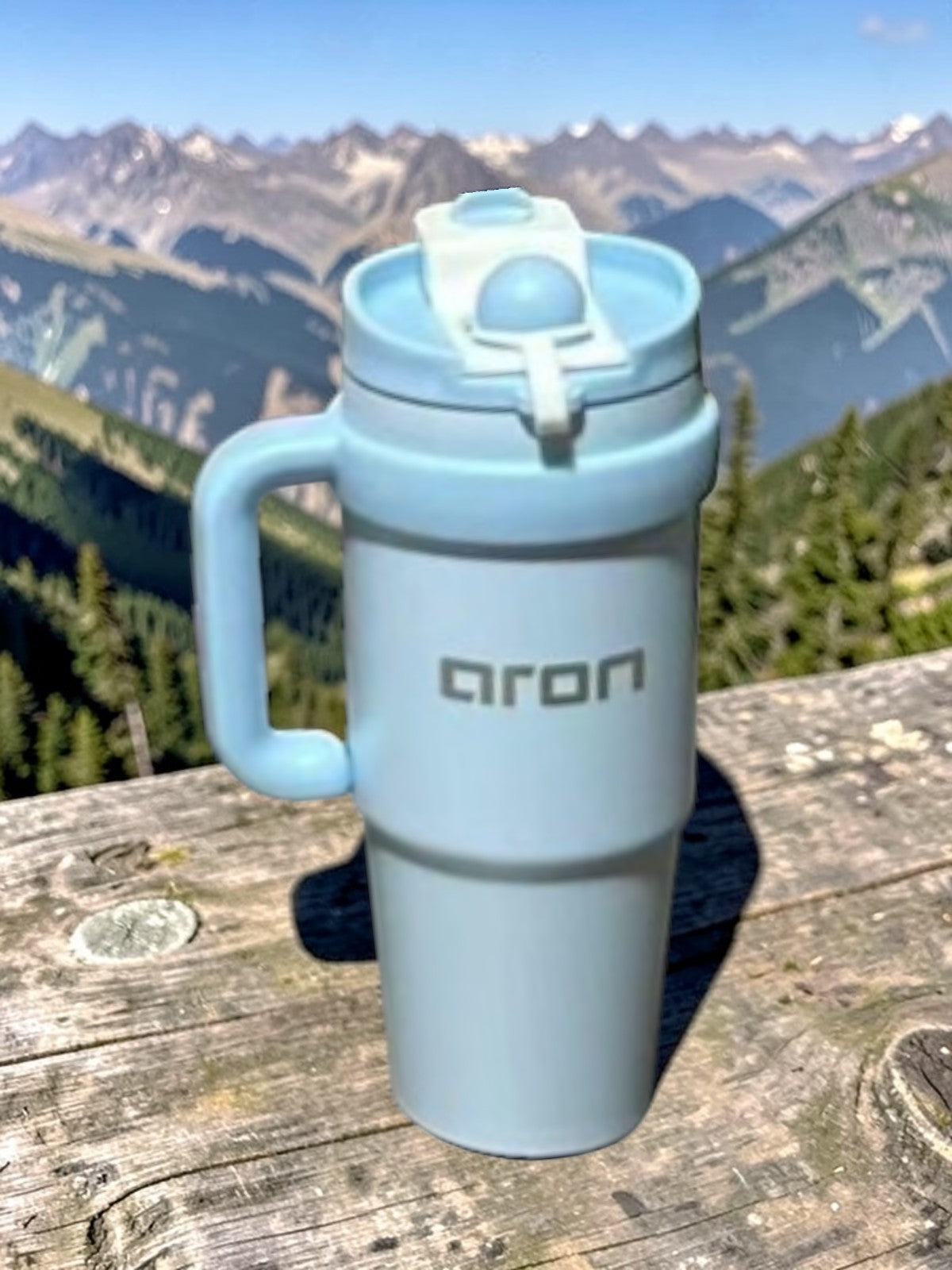 The Aron Everyday 900ml Large Capacity "Mood Cup" - Double Wall 316 Stainless Steel Travel Mug with Portable Handle & PP Lid