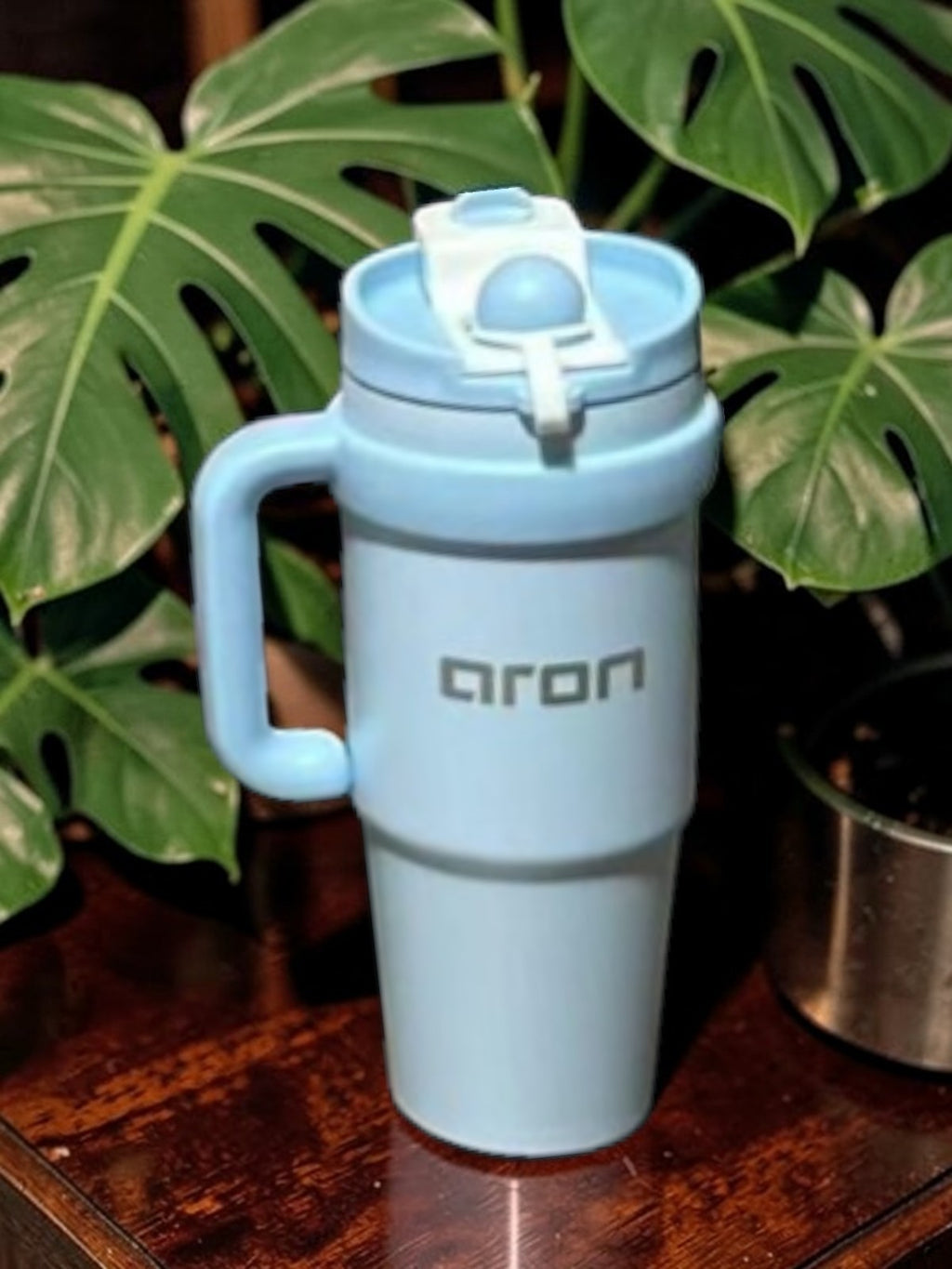 The Aron Everyday 900ml Large Capacity "Mood Cup" - Double Wall 316 Stainless Steel Travel Mug with Portable Handle & PP Lid